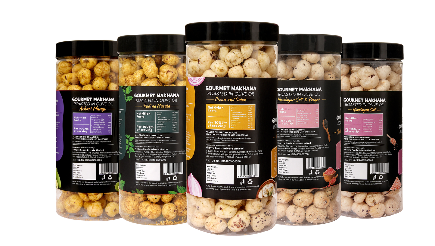Jar Combo - Pack of 5 (Achari Mango, Mint, Cream & Onion, Himalayan Salt, Himalayan Salt & Pepper)