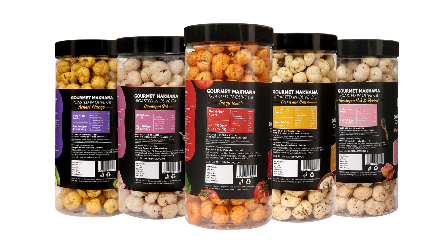 Jar Combo - Pack of 5 (Achari Mango, Cream & Onion, Himalayan Salt, Himalayan Salt & Pepper, Tangy Tomato)