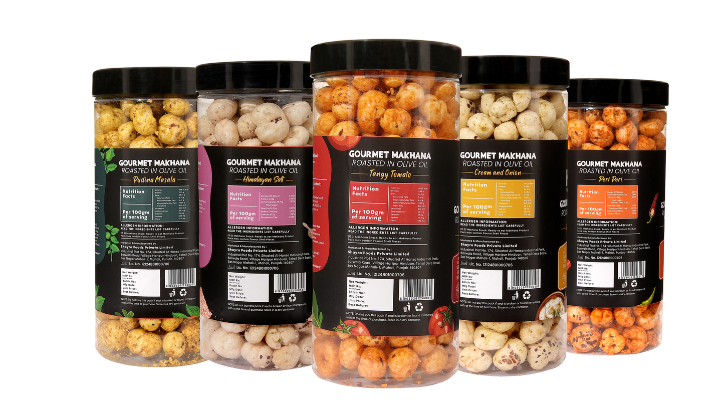Jar Combo - Pack of 5 (Peri Peri, Mint, Cream & Onion, Himalayan Salt, Tangy Tomato)