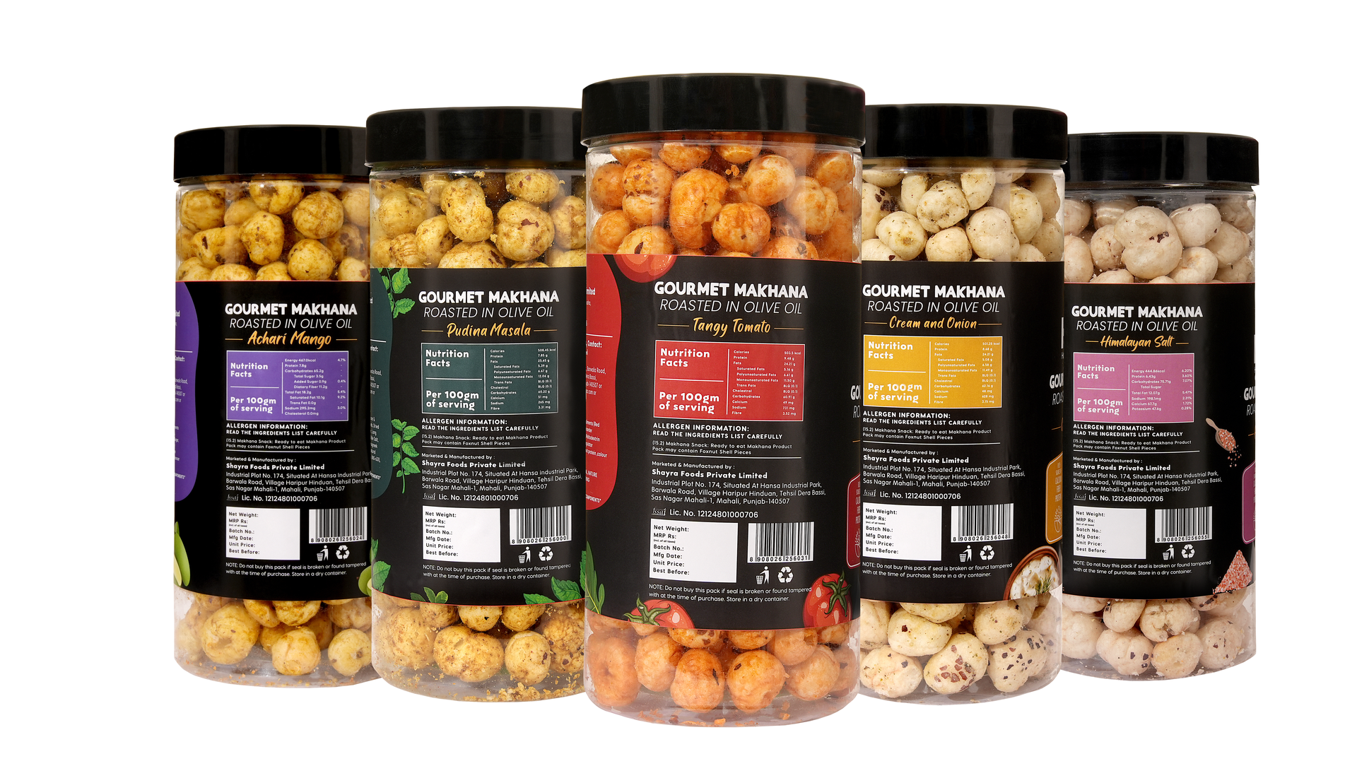 Jar Combo - Pack of 5 (Achari Mango, Mint, Cream & Onion, Himalayan Salt, Tangy Tomato)