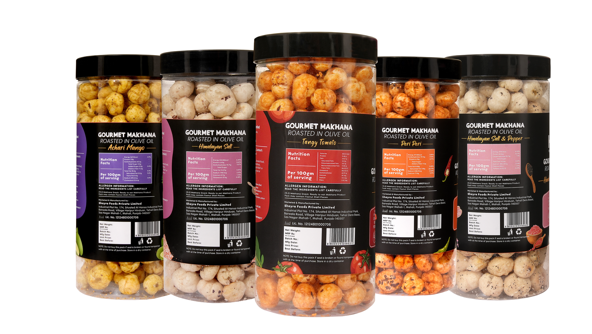 Jar Combo - Pack of 5 (Achari Mango, Peri Peri, Himalayan Salt, Himalayan Salt & Pepper, Tangy Tomato)