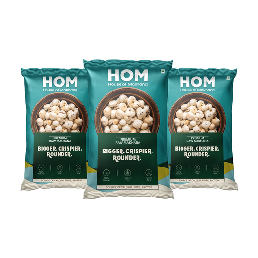 HOM Raw Makhana – Premium 100g - Pack of 3 (300g) – Healthy Roasted Makhana Snack