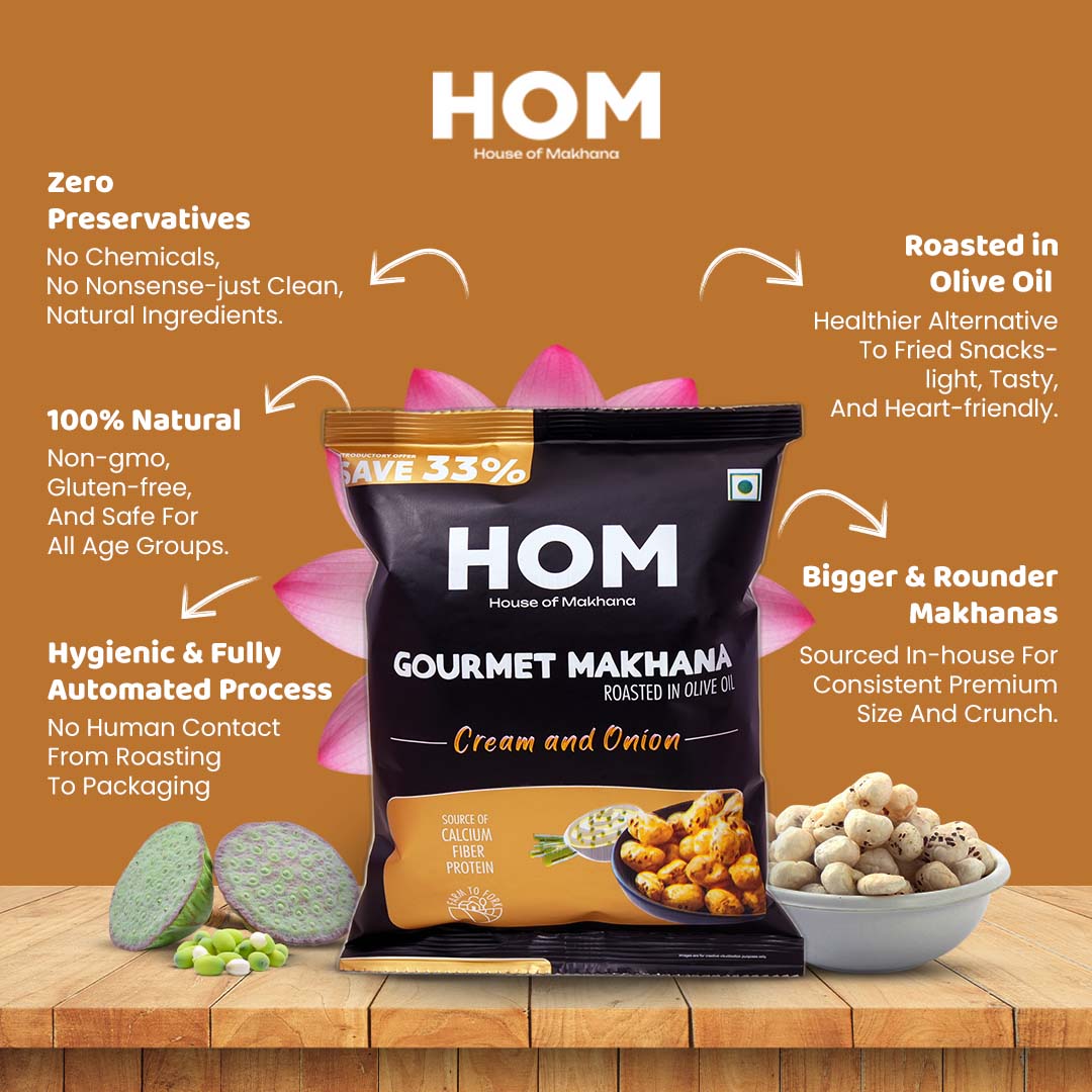 Roasted Makhana || Cream and Onion Flavour – Healthy Roasted Makhana Snack