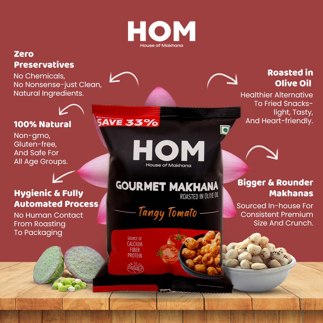 Roasted Makhana || Tangy Tomato Flavour – Healthy Roasted Makhana Snack