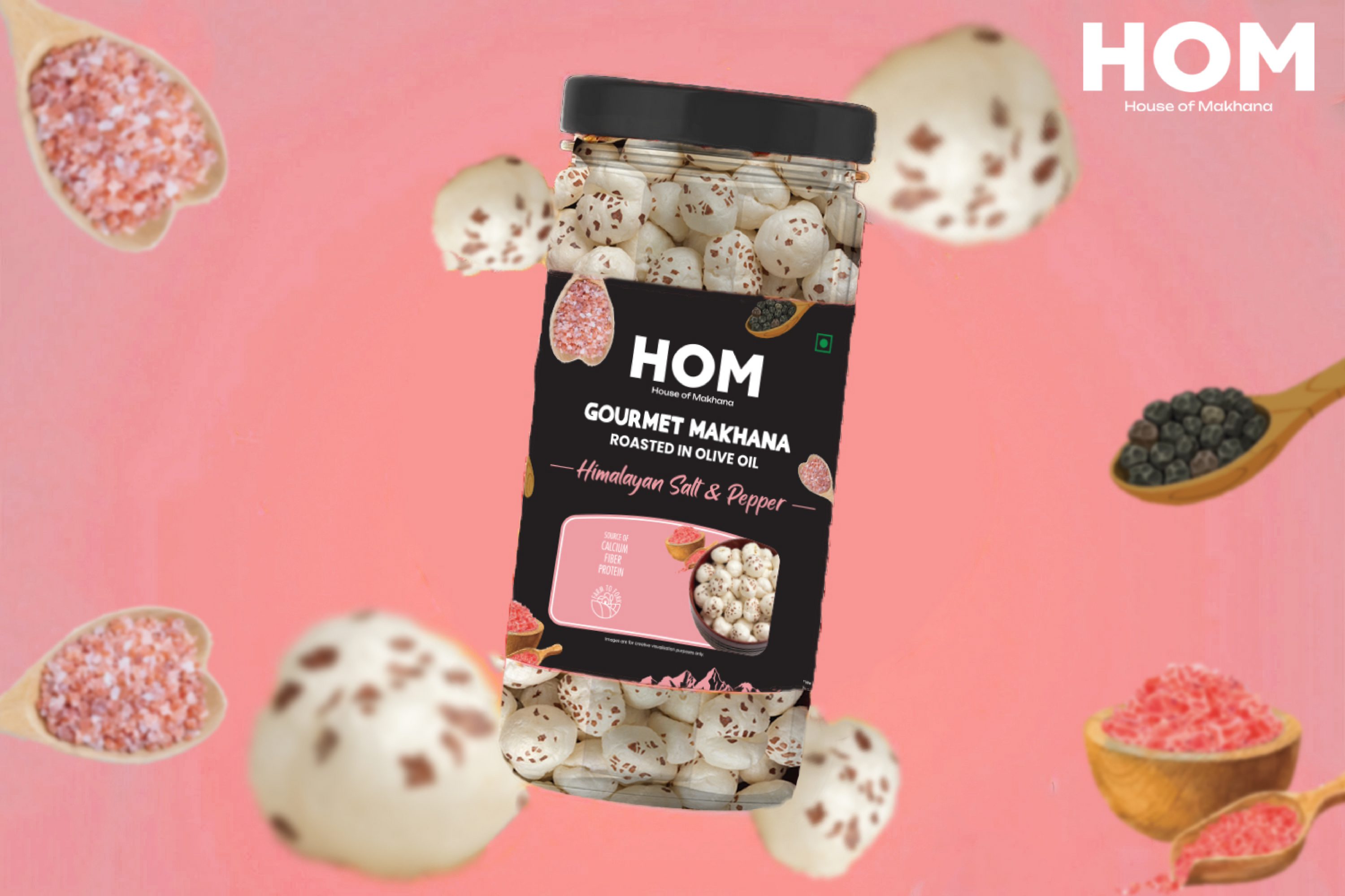 Roasted Makhana || Himalayan Salt & Pepper Flavour - Jar
